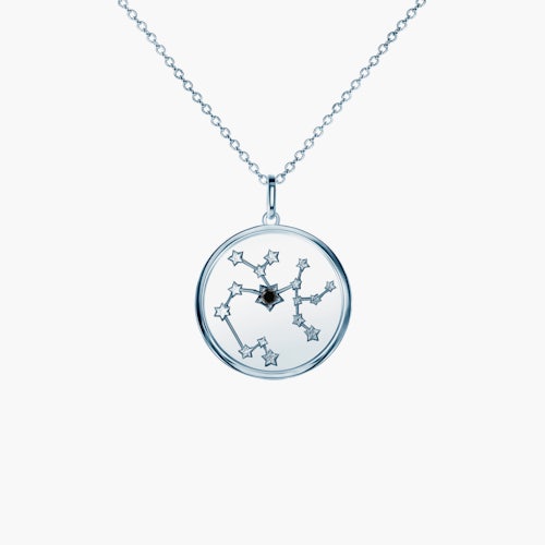 Naszyjnik znak zodiaku strzelec Savicki: srebrny, czarny diament